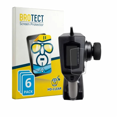 Front side of a product packaging with the brand logo BROTECT. Next to it is the device Spektrum DXC Plus shown with the corre