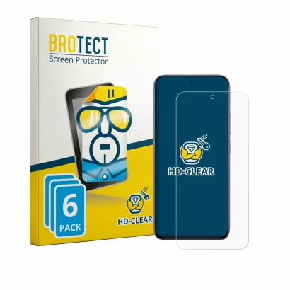Front side of a product packaging with the brand logo BROTECT. Next to it is the device realme P4R 5G shown with the correspon