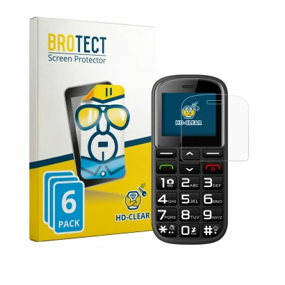 Front side of a product packaging with the brand logo BROTECT. Next to it is the device artfone CS182 shown with the correspon