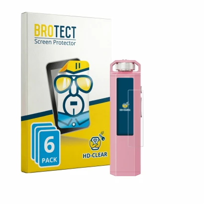 Front side of a product packaging with the brand logo BROTECT. Next to it is the device FiiO SnowSky Echo Nano shown with the