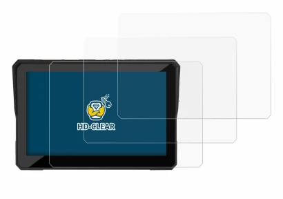 Image of the device Carpuride W502T Pro 5" with a wide variety of screen protectors.