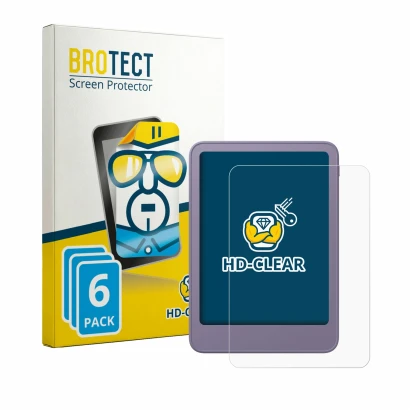 Front side of a product packaging with the brand logo BROTECT. Next to it is the device Amazon Kindle 2026 shown with the corr