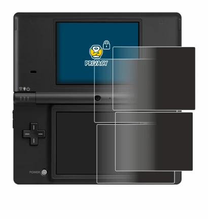 Image of the device Nintendo DSi with a wide variety of screen protectors.