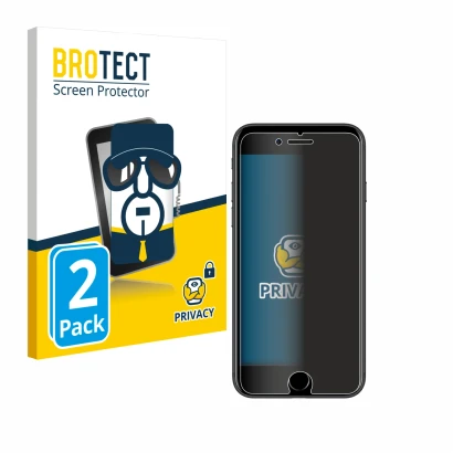 Front side of a product packaging with the brand logo BROTECT. Next to it is the device Apple iPhone 7 shown with the correspo