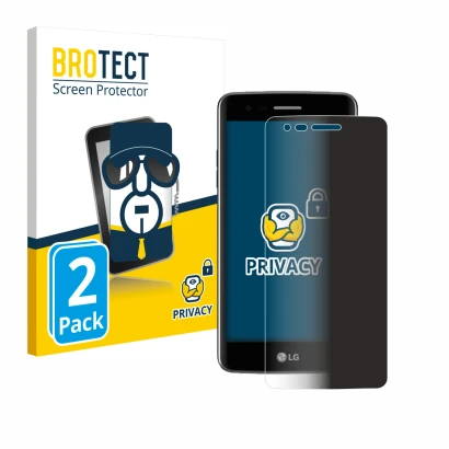 Front side of a product packaging with the brand logo BROTECT. Next to it is the device LG K8 2017 shown with the correspondin