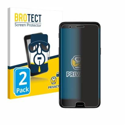 Front side of a product packaging with the brand logo BROTECT. Next to it is the device OnePlus 5 shown with the corresponding