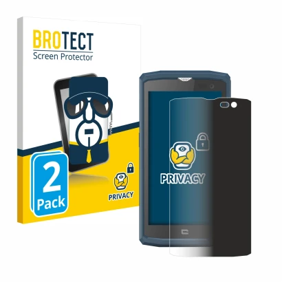 Front side of a product packaging with the brand logo BROTECT. Next to it is the device Crosscall Core X3 shown with the corre