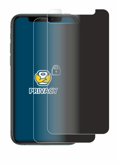 Image of the device Apple iPhone 11 Pro with a wide variety of screen protectors.