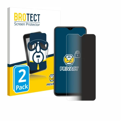 Front side of a product packaging with the brand logo BROTECT. Next to it is the device Xiaomi Redmi 9 shown with the correspo