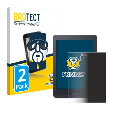 Front side of a product packaging with the brand logo BROTECT. Next to it is the device Kobo Nia shown with the corresponding