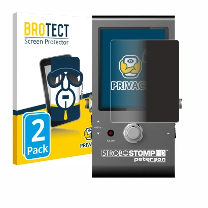 Front side of a product packaging with the brand logo BROTECT. Next to it is the device Peterson Strobostomp HD shown with the
