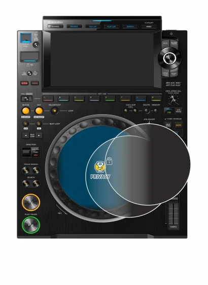 Image of the device Pioneer CDJ 3000 (circle) with a wide variety of screen protectors.
