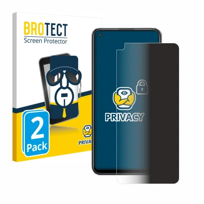 Front side of a product packaging with the brand logo BROTECT. Next to it is the device Xiaomi Redmi Note 9T 5G shown with the