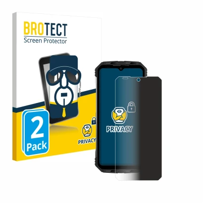 Front side of a product packaging with the brand logo BROTECT. Next to it is the device Doogee S100 shown with the correspondi