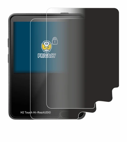 Image of the device HifiWalker H2 touch with a wide variety of screen protectors.