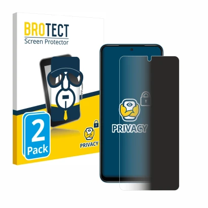 Front side of a product packaging with the brand logo BROTECT. Next to it is the device Xiaomi Redmi Note 11E Pro shown with t