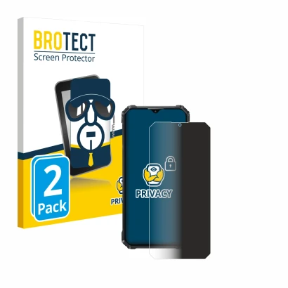 Front side of a product packaging with the brand logo BROTECT. Next to it is the device Oukitel WP36 shown with the correspond