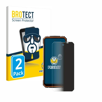 Front side of a product packaging with the brand logo BROTECT. Next to it is the device Blackview BV8100 shown with the corres