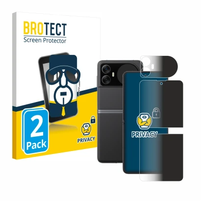 Front side of a product packaging with the brand logo BROTECT. Next to it is the device Blackview Hero 10 (Front+Back) shown w