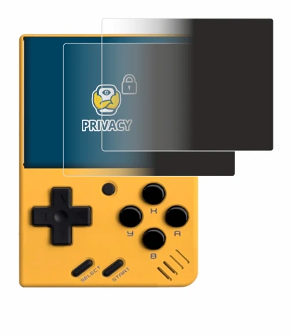 Image of the device Miyoo Mini V4 with a wide variety of screen protectors.