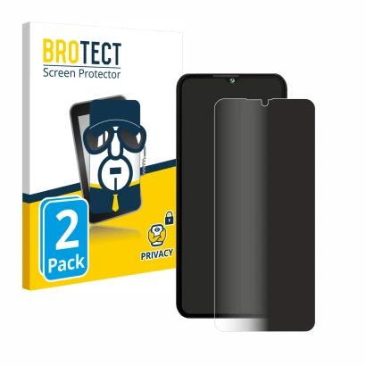 Front side of a product packaging with the brand logo BROTECT. Next to it is the device Cubot A10 shown with the corresponding