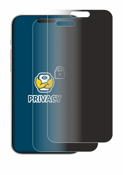 Image of the device Apple iPhone 16 Pro with a wide variety of screen protectors.