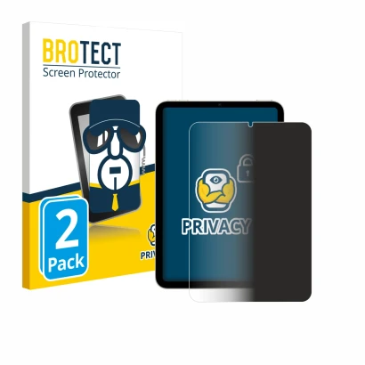 Front side of a product packaging with the brand logo BROTECT. Next to it is the device Apple iPad Mini 7 2024 shown with the 
