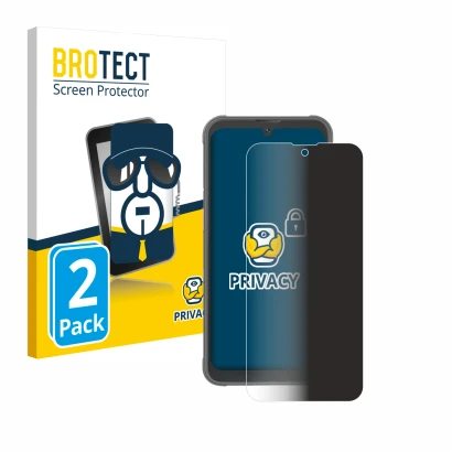 Front side of a product packaging with the brand logo BROTECT. Next to it is the device Blackview BV5200 Pro shown with the co