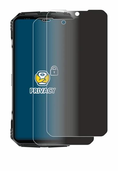 Image of the device Doogee S118 Pro with a wide variety of screen protectors.