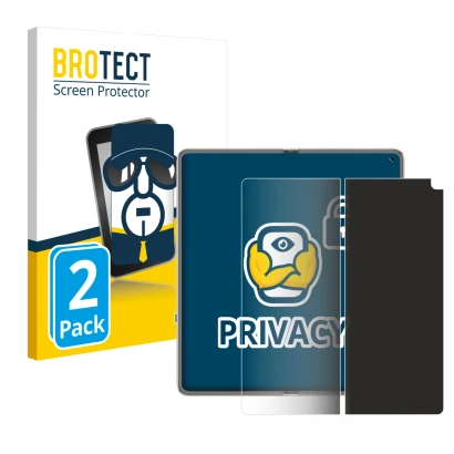 Front side of a product packaging with the brand logo BROTECT. Next to it is the device Huawei Mate X6 (Inner display) shown w