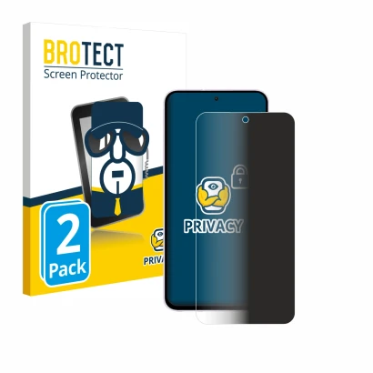 Front side of a product packaging with the brand logo BROTECT. Next to it is the device Samsung Galaxy A56 5G shown with the c