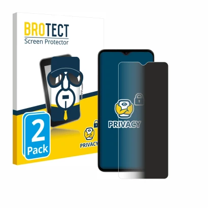 Front side of a product packaging with the brand logo BROTECT. Next to it is the device ZTE Blade A35e shown with the correspo