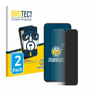 Front side of a product packaging with the brand logo BROTECT. Next to it is the device ZTE Blade V70 Vita shown with the corr
