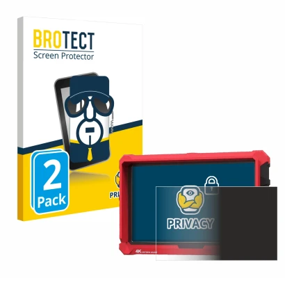 Front side of a product packaging with the brand logo BROTECT. Next to it is the device Lilliput A7s 7" shown with the corresp