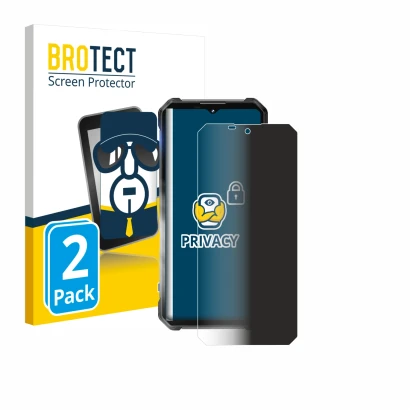 Front side of a product packaging with the brand logo BROTECT. Next to it is the device Oukitel WP53 Pro shown with the corres