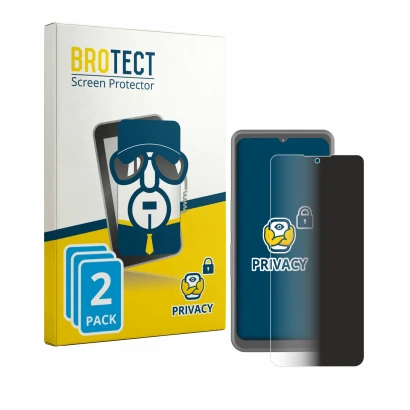 Front side of a product packaging with the brand logo BROTECT. Next to it is the device Sonim XP Pro Thermal shown with the co