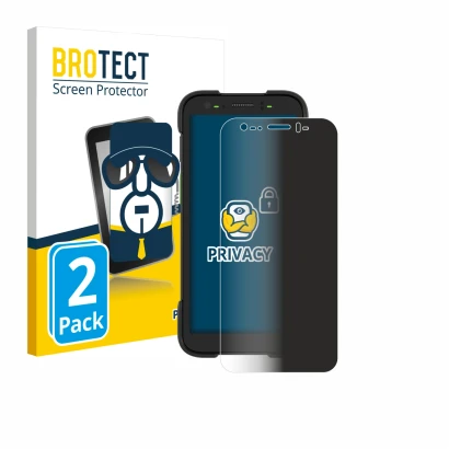 Front side of a product packaging with the brand logo BROTECT. Next to it is the device Zebra TC701 shown with the correspondi