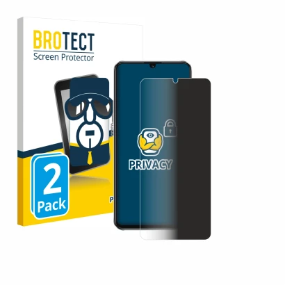 Front side of a product packaging with the brand logo BROTECT. Next to it is the device Huawei Nova Y63 shown with the corresp