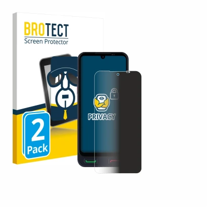 Front side of a product packaging with the brand logo BROTECT. Next to it is the device SPC Zeus 2 Pro shown with the correspo