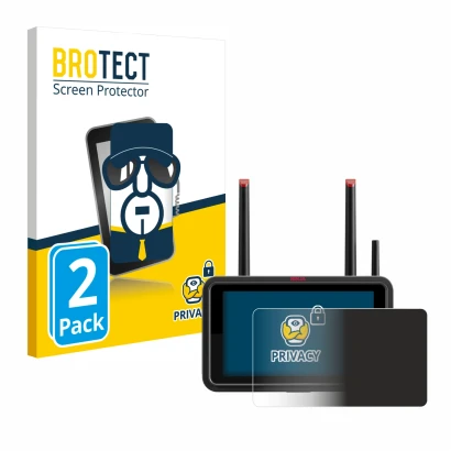 Front side of a product packaging with the brand logo BROTECT. Next to it is the device Atomos Ninja TX shown with the corresp
