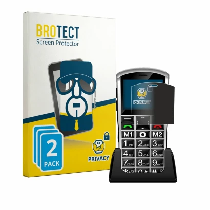 Front side of a product packaging with the brand logo BROTECT. Next to it is the device Artfone A400 Pro 4G shown with the cor