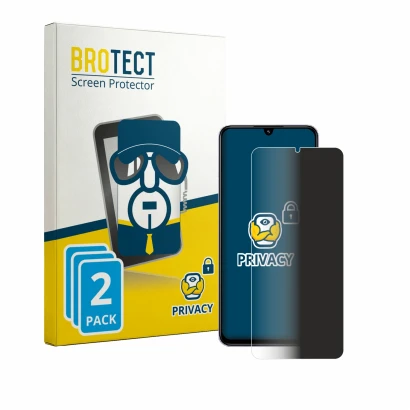 Front side of a product packaging with the brand logo BROTECT. Next to it is the device Xiaomi Redmi A4 shown with the corresp