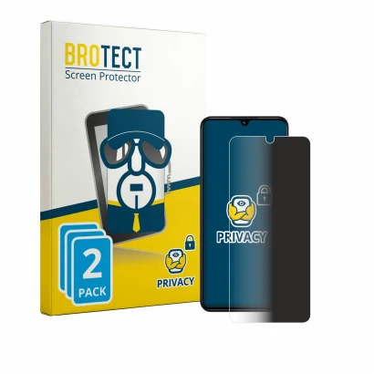Front side of a product packaging with the brand logo BROTECT. Next to it is the device Xiaomi Redmi 14R shown with the corres