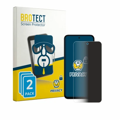 Front side of a product packaging with the brand logo BROTECT. Next to it is the device Xiaomi Poco M8s shown with the corresp