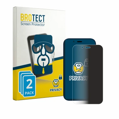 Front side of a product packaging with the brand logo BROTECT. Next to it is the device Hisense U964 shown with the correspond