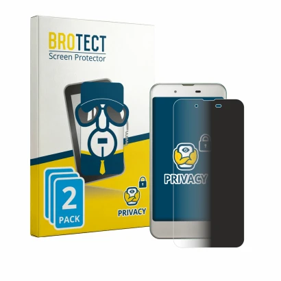 Front side of a product packaging with the brand logo BROTECT. Next to it is the device Sharp Aquos SHV37 shown with the corre