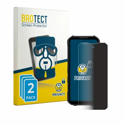 Front side of a product packaging with the brand logo BROTECT. Next to it is the device Doogee V Max LR shown with the corresp