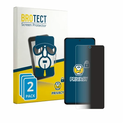 Front side of a product packaging with the brand logo BROTECT. Next to it is the device Lava Bold 2 5G shown with the correspo