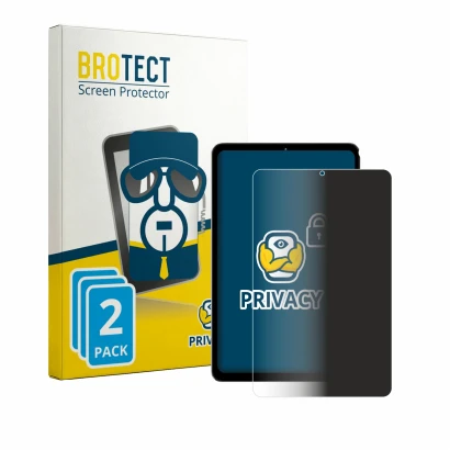 Front side of a product packaging with the brand logo BROTECT. Next to it is the device Headwolf FPad 6 shown with the corresp