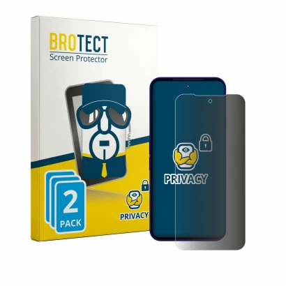 Front side of a product packaging with the brand logo BROTECT. Next to it is the device Fairphone 6 Plus shown with the corres